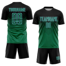 Load image into Gallery viewer, Custom Black Kelly Green-Light Blue Sublimation Soccer Uniform Jersey
