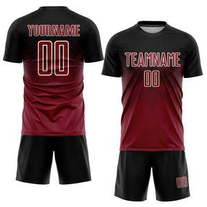 Custom Black Crimson-Cream Sublimation Soccer Uniform Jersey