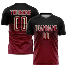 Load image into Gallery viewer, Custom Black Crimson-Cream Sublimation Soccer Uniform Jersey
