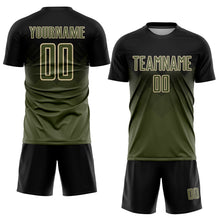 Load image into Gallery viewer, Custom Black Olive-Cream Sublimation Soccer Uniform Jersey
