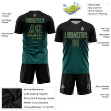 Load image into Gallery viewer, Custom Black Midnight Green-Old Gold Sublimation Soccer Uniform Jersey
