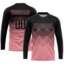 Load image into Gallery viewer, Custom Medium Pink Black Sublimation Soccer Uniform Jersey
