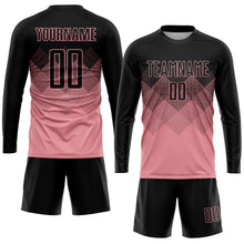 Load image into Gallery viewer, Custom Medium Pink Black Sublimation Soccer Uniform Jersey
