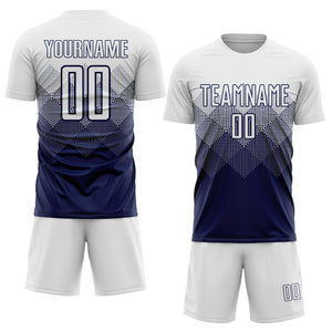 Custom Navy White Sublimation Soccer Uniform Jersey