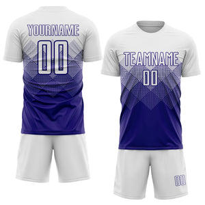 Custom White Dark Purple Sublimation Soccer Uniform Jersey