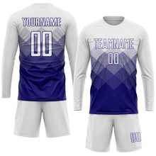 Load image into Gallery viewer, Custom White Dark Purple Sublimation Soccer Uniform Jersey
