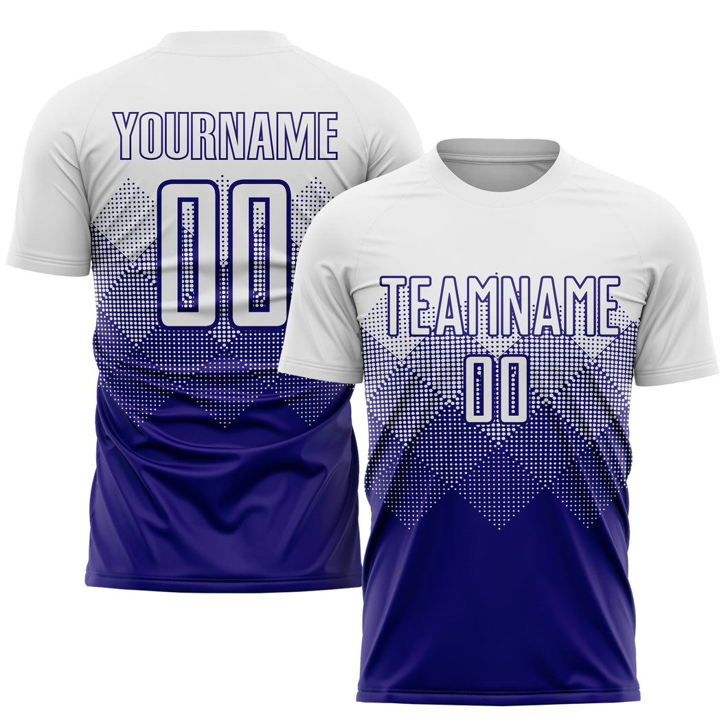 Custom White Dark Purple Sublimation Soccer Uniform Jersey