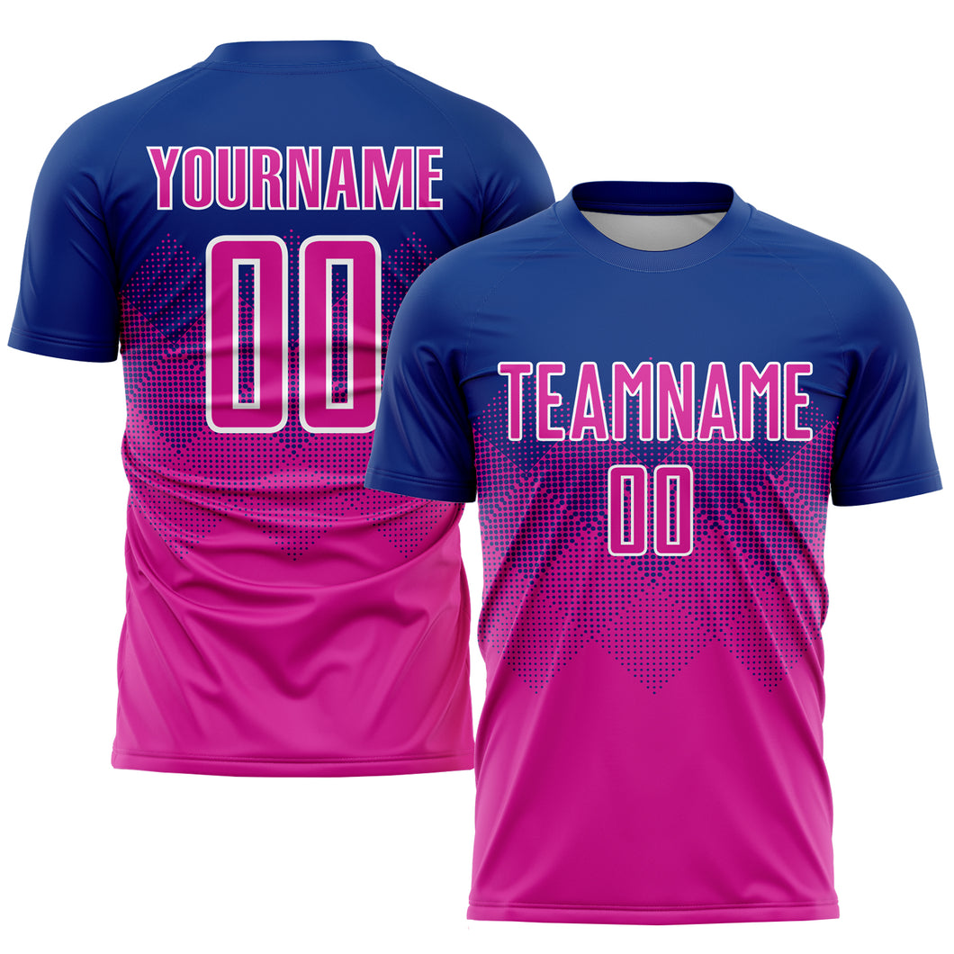 Custom Royal Deep Pink-White Sublimation Soccer Uniform Jersey