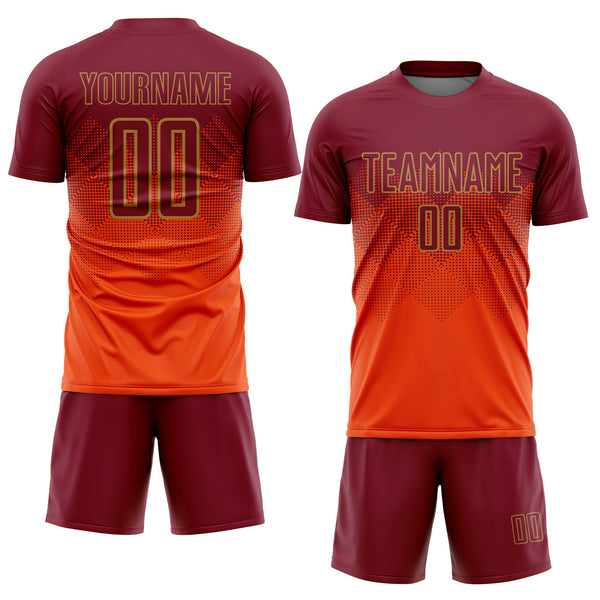 Custom Orange Crimson-Old Gold Sublimation Soccer Uniform Jersey Fast  Shipping – FiitgCustom