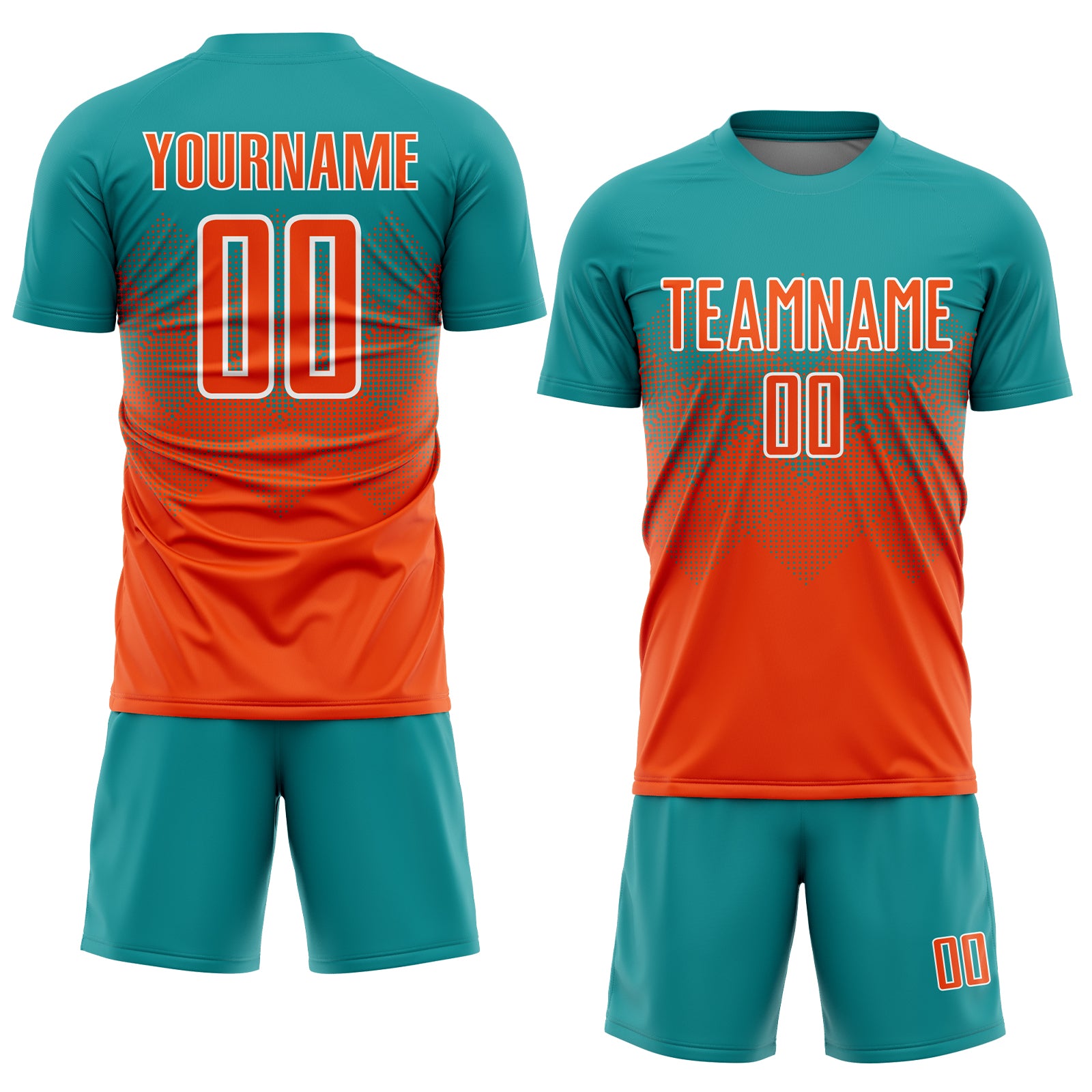 High Quality Football Jersey Green and Orange Soccer Uniform