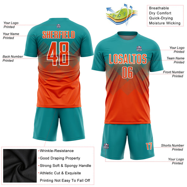 Custom Gold Orange Sublimation Fade Fashion Soccer Uniform Jersey