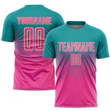 Load image into Gallery viewer, Custom Teal Pink-Cream Sublimation Soccer Uniform Jersey
