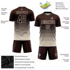 Custom Brown Cream Pinstripe Fade Fashion Sublimation Soccer Uniform Jersey