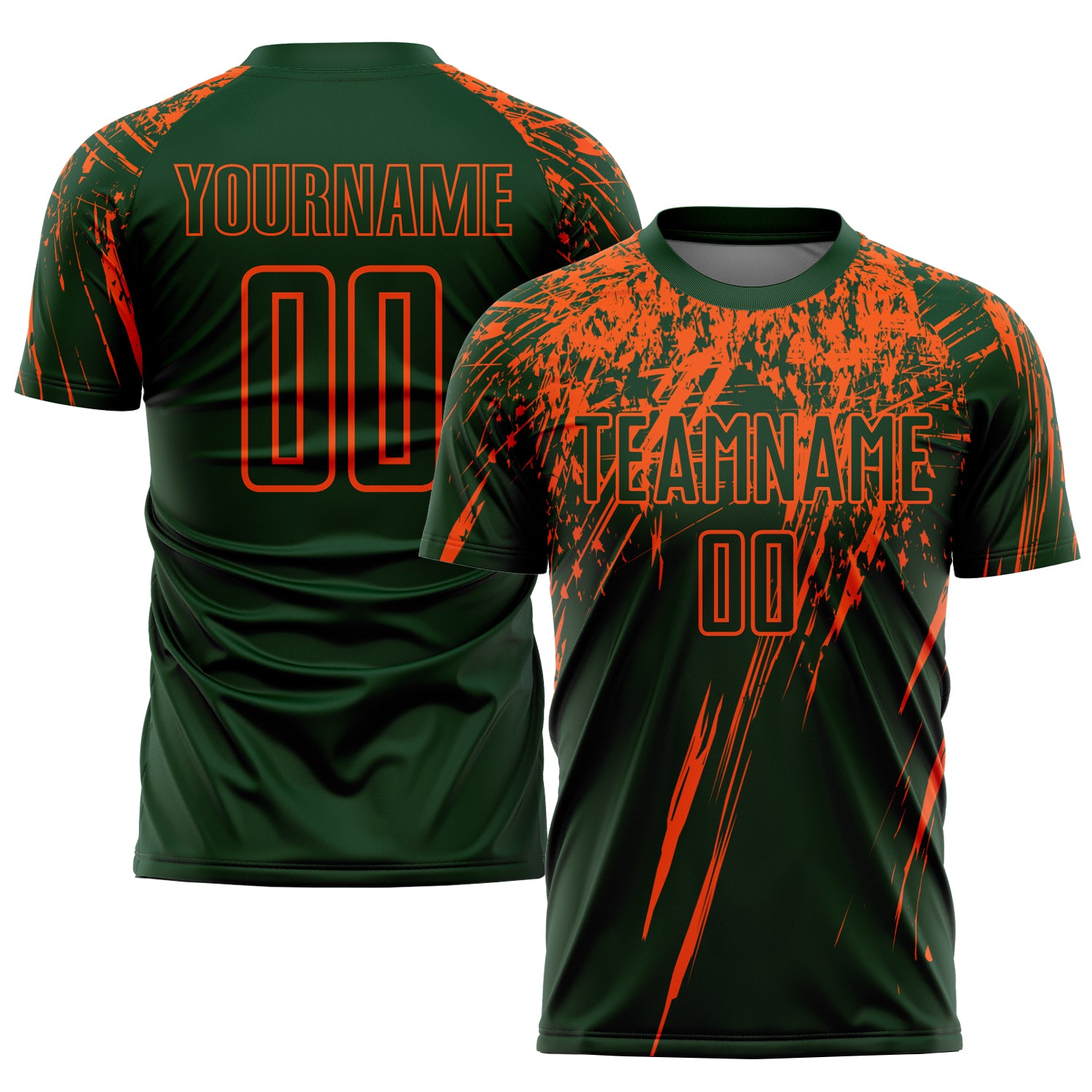 Custom Green Orange Sublimation Soccer Uniform Jersey Fast