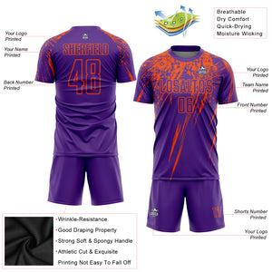 Custom Purple Orange Sublimation Soccer Uniform Jersey