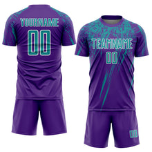 Load image into Gallery viewer, Custom Purple Teal-White Sublimation Soccer Uniform Jersey
