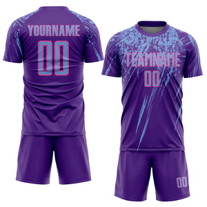 Custom Purple Light Blue-Pink Sublimation Soccer Uniform Jersey