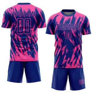 Custom Pink Royal Sublimation Soccer Uniform Jersey