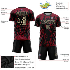 Custom Crimson Black-City Cream Sublimation Soccer Uniform Jersey