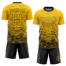 Load image into Gallery viewer, Custom Yellow Black Sublimation Soccer Uniform Jersey
