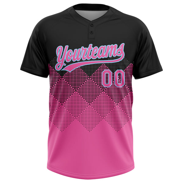 Custom Hockey Jersey Black Pink-Aqua Hockey Lace Neck Jersey Men's Size:3XL