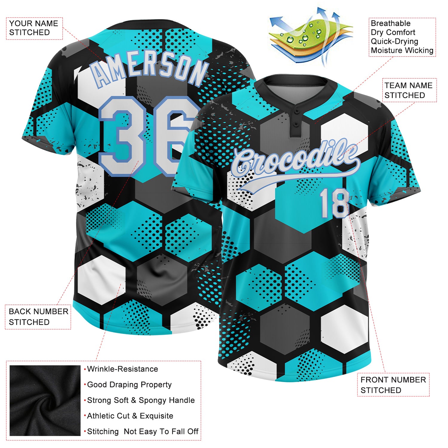 Custom Teal White-Royal Flame Two-Button Unisex Softball Jersey Women's Size:L