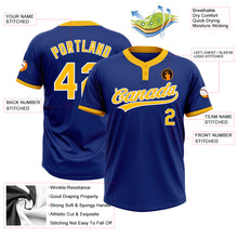 Load image into Gallery viewer, Custom Royal Gold-White Two-Button Unisex Softball Jersey
