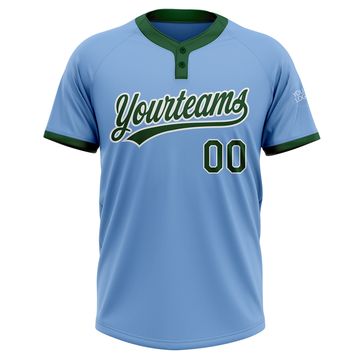 Custom Neon Green Black 3D Pattern Two-Button Unisex Softball Jersey