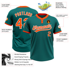 Load image into Gallery viewer, Custom Teal Orange-White Two-Button Unisex Softball Jersey
