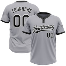 Load image into Gallery viewer, Custom Gray Black-White Two-Button Unisex Softball Jersey
