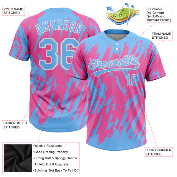 Custom Pink Light Blue-White Authentic Split Fashion Baseball Jersey Fast  Shipping – FiitgCustom
