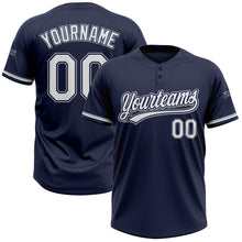 Load image into Gallery viewer, Custom Navy White-Gray Two-Button Unisex Softball Jersey
