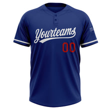 Load image into Gallery viewer, Custom Royal White-Red Two-Button Unisex Softball Jersey
