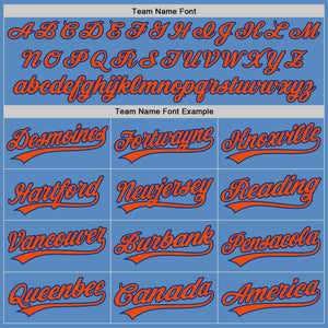 Custom Powder Blue Orange-Royal Two-Button Unisex Softball Jersey