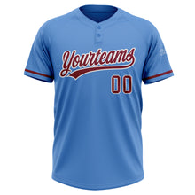 Load image into Gallery viewer, Custom Powder Blue Crimson-White Two-Button Unisex Softball Jersey
