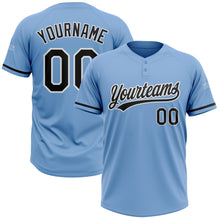 Load image into Gallery viewer, Custom Light Blue Black-White Two-Button Unisex Softball Jersey
