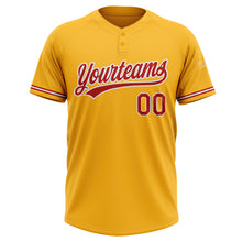 Load image into Gallery viewer, Custom Gold Red-White Two-Button Unisex Softball Jersey
