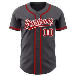 Custom Steel Gray Red-White Authentic Baseball Jersey