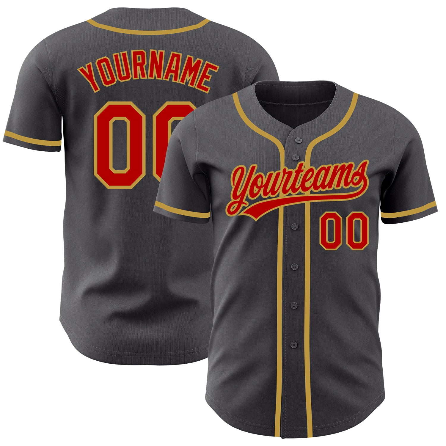 Custom Yellow Red-Black Authentic Baseball Jersey