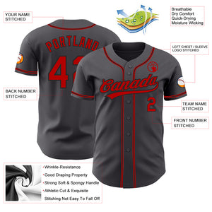 Custom Steel Gray Red-Black Authentic Baseball Jersey