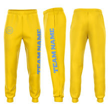 Load image into Gallery viewer, Custom Gold Light Blue Fleece Jogger Sweatpants
