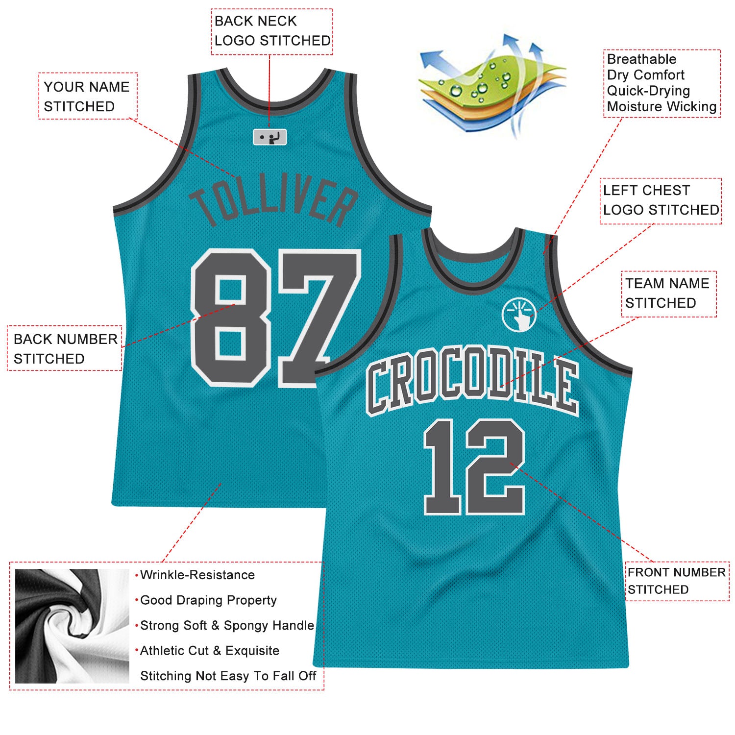 Basketball Jersey Layout, Black / Blue / Red
