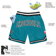 Load image into Gallery viewer, Custom Teal Black-White Authentic Throwback Basketball Shorts
