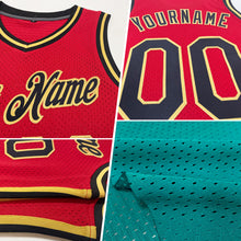 Load image into Gallery viewer, Custom Teal Orange-White Authentic Throwback Basketball Jersey
