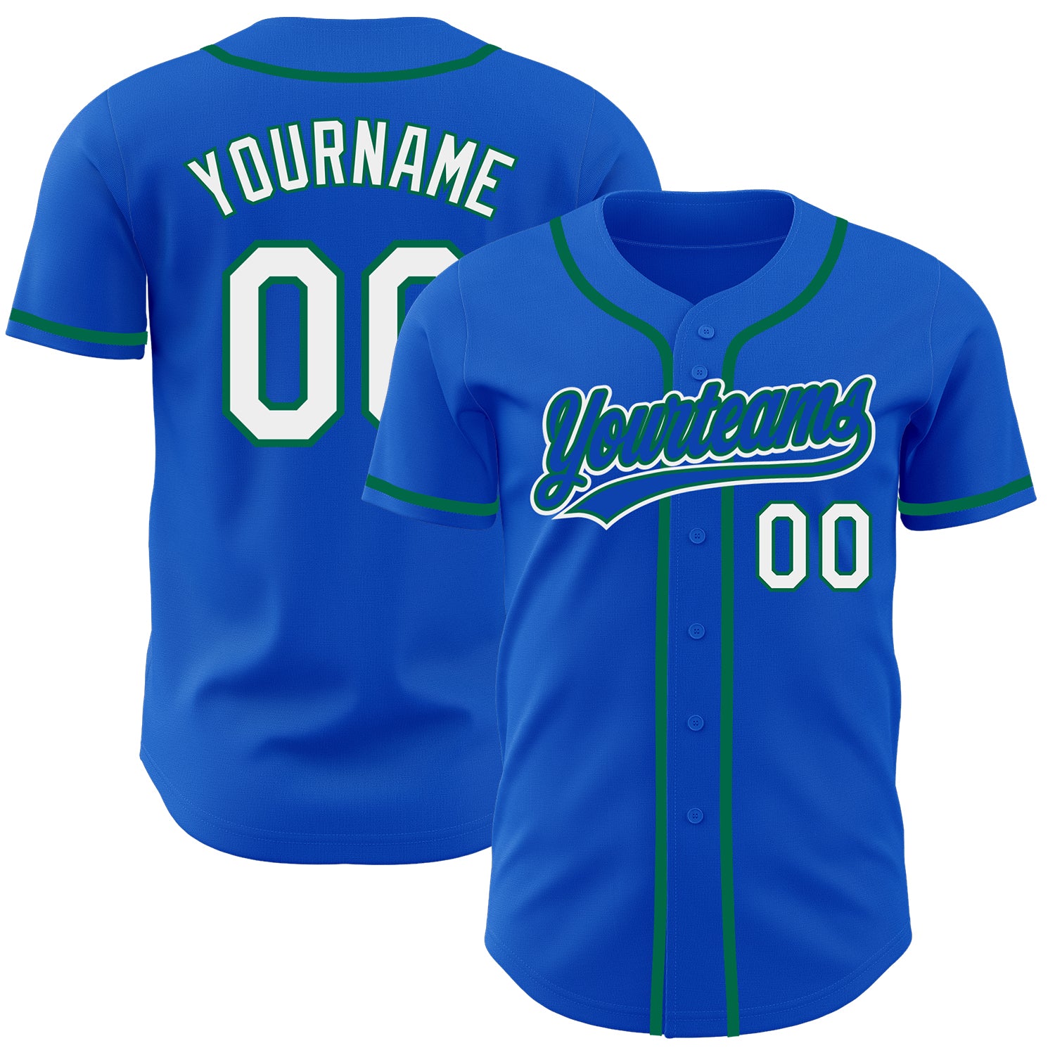 Custom White Kelly Green Authentic Baseball Jersey