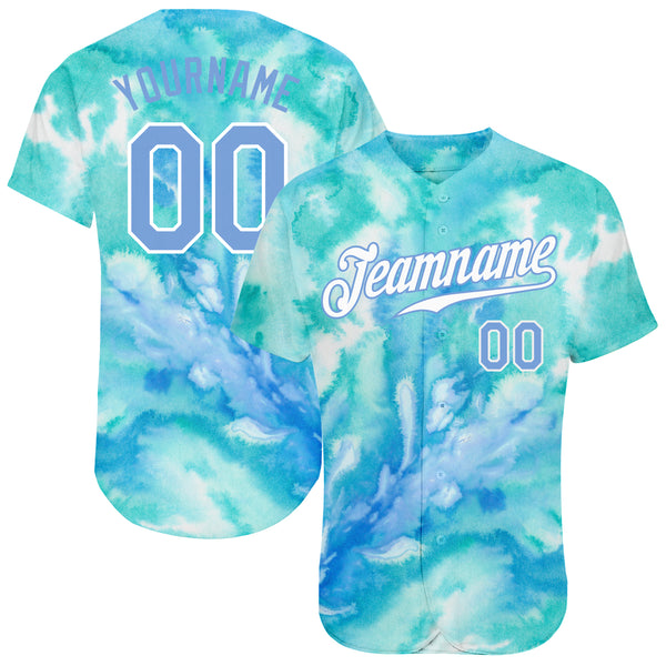 Custom Name Colorful Tie Dye Light Blue Custom Name Baseball Jerseys Shirt  - Freedomdesign