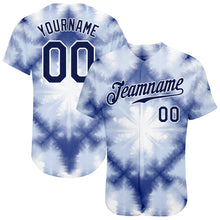 Load image into Gallery viewer, Custom Tie Dye Navy-White 3D Shibori Authentic Baseball Jersey
