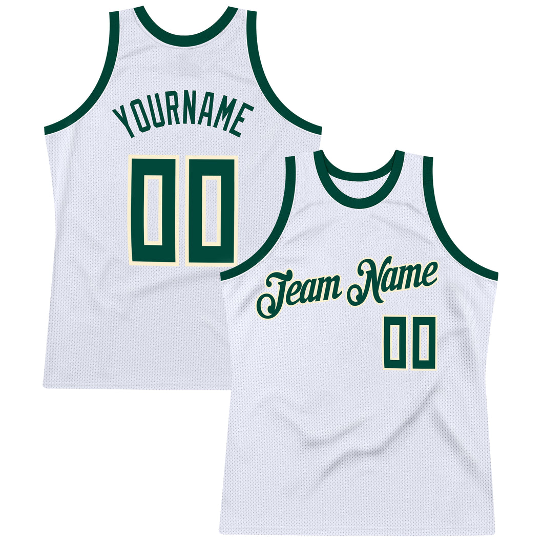 Custom White Kelly Green-Red 3D Mexico Splashes Authentic Basketball Jersey