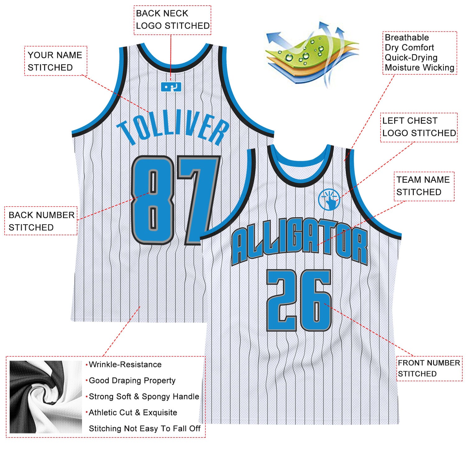 Custom Purple Black Pinstripe White-Teal Authentic Basketball