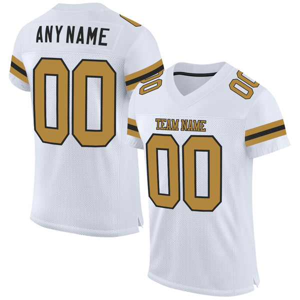 Custom Black Gold-White Mesh Drift Fashion Football Jersey